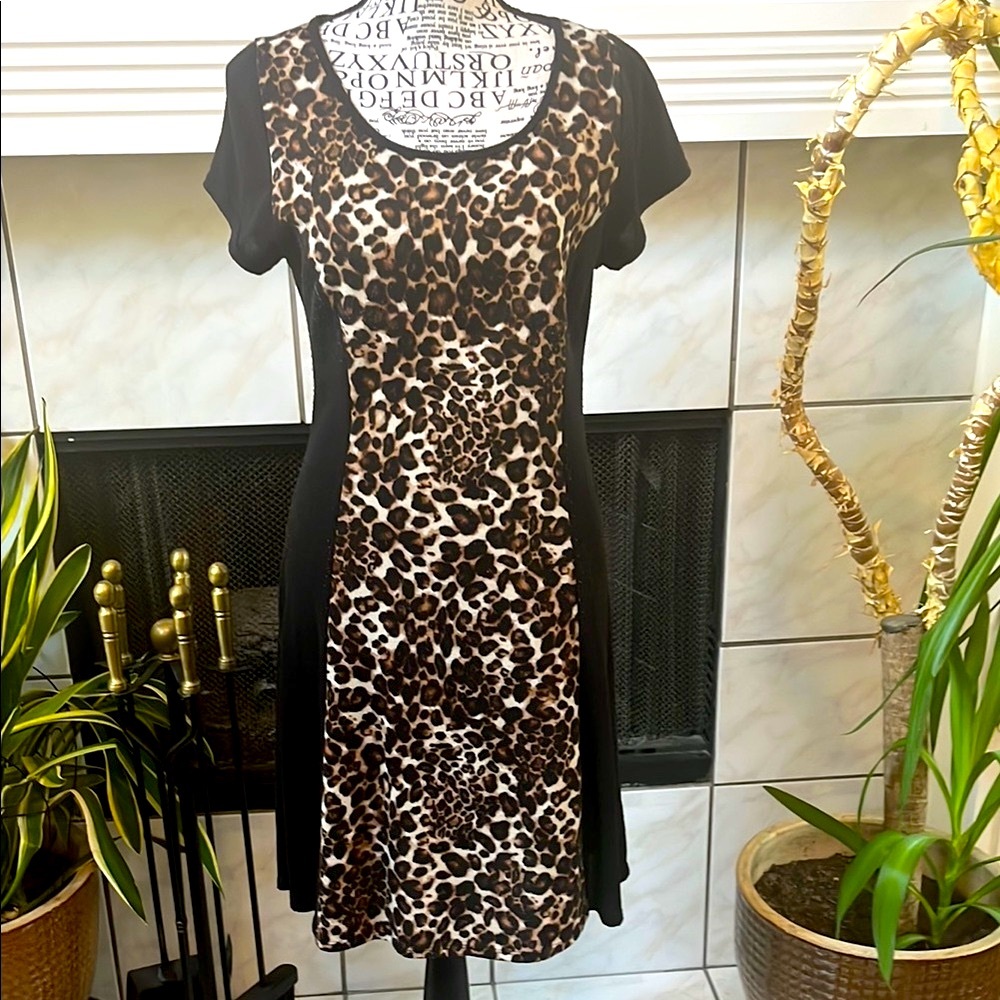 Leopard Print Black Dress